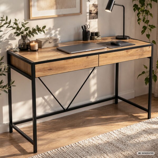 Kancelářský stůl LOFT PURE dub craft / černé nohy