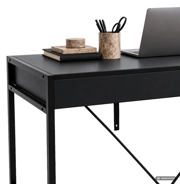Kancelářský stůl LOFT PURE černý / černé nohy