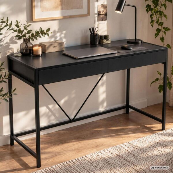 Kancelářský stůl LOFT PURE černý / černé nohy
