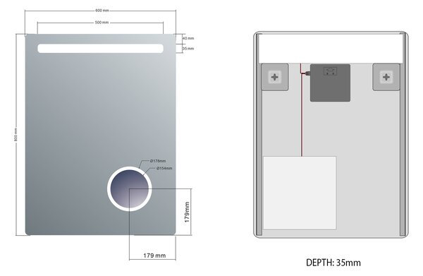 Sapho Sapho, ASTRO LED podsvícené zrcadlo 600x800mm, kosmetické zrcátko, MIRL2
