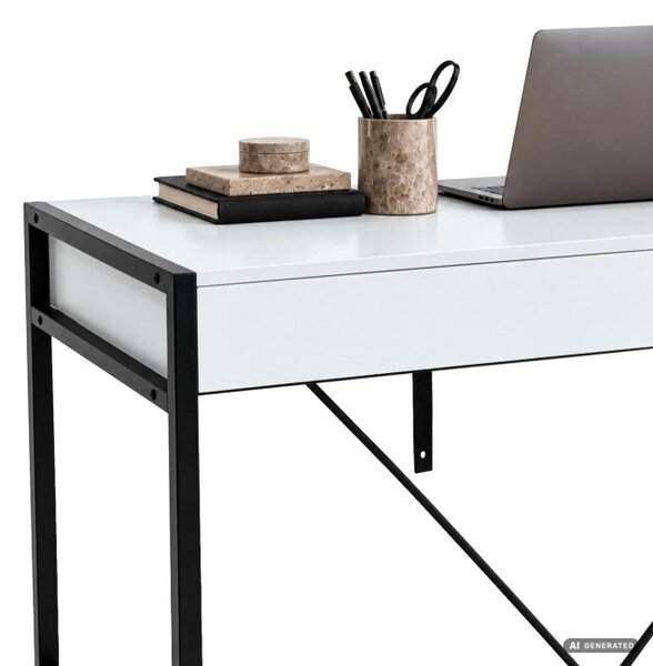 Kancelářský stůl LOFT PURE bílý / černé nohy