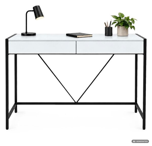 Kancelářský stůl LOFT PURE bílý / černé nohy