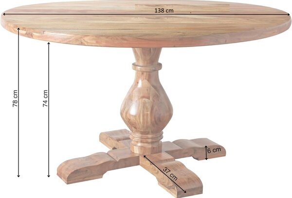 Massive home | Kulatý jídelní stůl 138cm Makassar Guru masiv palisandr - VÝPRODEJ