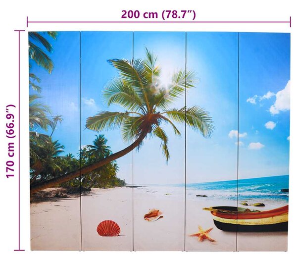 Skládací paraván 200 x 170 cm pláž 240478