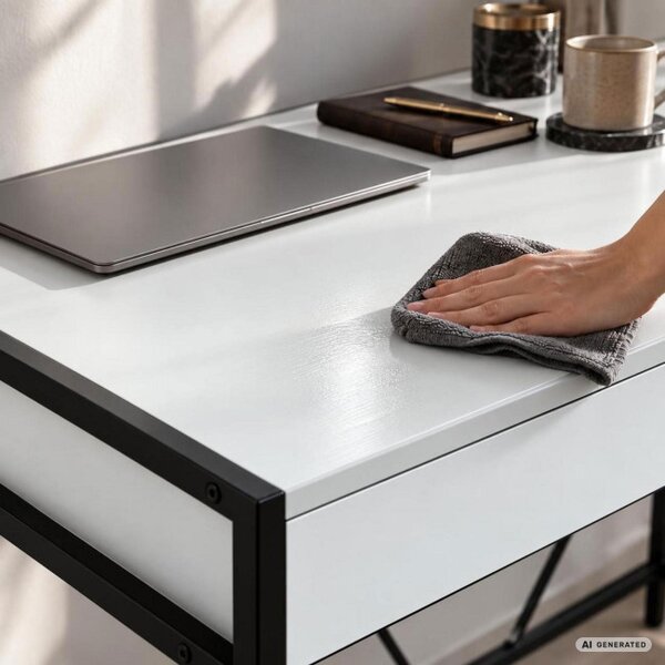 Kancelářský stůl LOFT PURE bílý / černé nohy