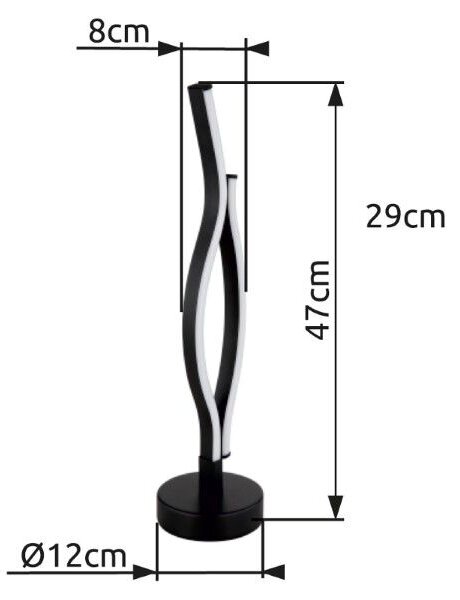 GLOBO 67206T GERONIMO stolní lampička V470mm LED 12W/460lm 3000K matná černá