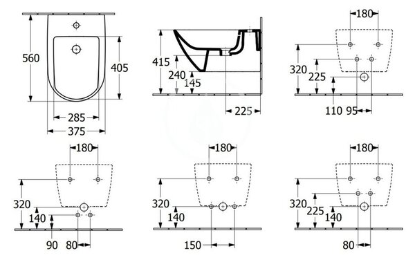 Villeroy & Boch Subway 3.0 - Bidet závěsný 375x560 mm, alpská bílá 44700001