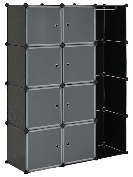 Modulární skříň s 9 přihrádkami 109x36,5x143 cm černobílá 240497