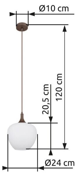 GLOBO 15548HC MAXY závěsné svítidlo D240mm 1xE27 kávová, bílá