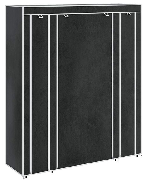 Látková šatní skříň s přihrádkami a tyčemi 45x150x176 cm černá 240495