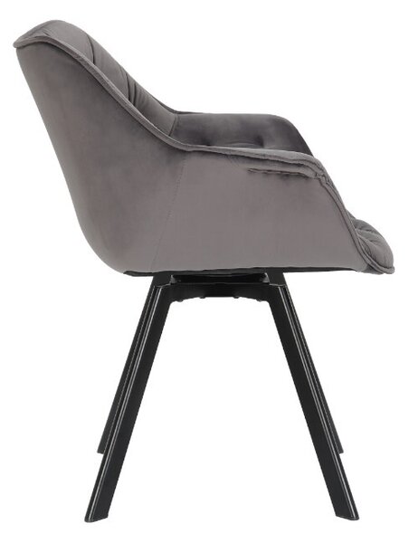 Designová otočná židle Kiara II šedý samet