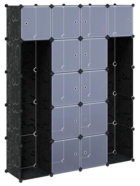 Modulární skříň se 14 přihrádkami černobílá 37 x 146 x 180,5 cm 240499