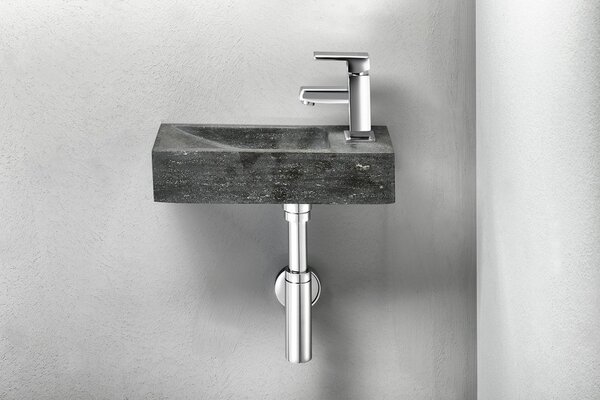 Sapho Sapho, BLOK kamenné umyvadlo 38x8x14 cm, černý Antracit, 2401-31