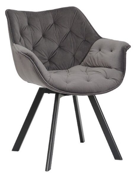 Designová otočná židle Kiara II šedý samet