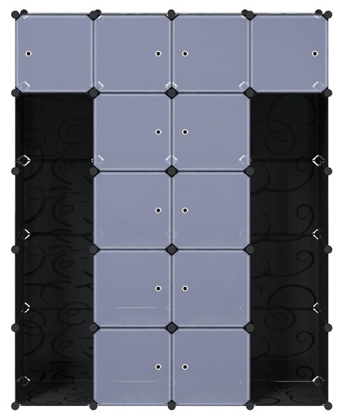 Modulární skříň se 14 přihrádkami černobílá 37 x 146 x 180,5 cm 240499