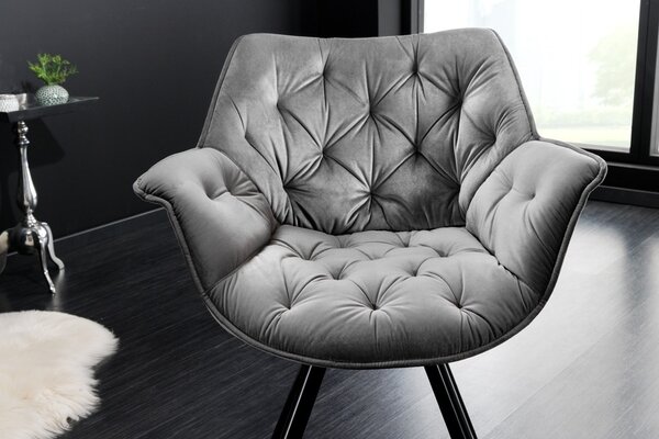 Designová otočná židle Kiara II šedý samet
