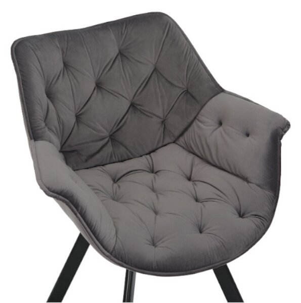 Designová otočná židle Kiara II šedý samet