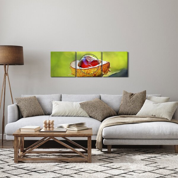 Obraz kaštanu (s hodinami) (90x30 cm)