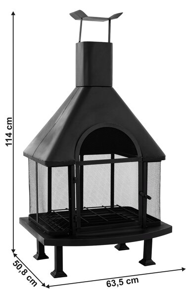 KONDELA Krb s grilem, černá ocel, ARJEN