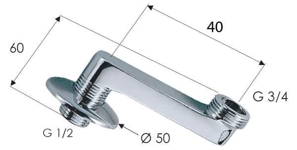 Aqualine Aqualine, Excenter s chromovou krycí růžicí za baterii 1/2" x 3/4" - 100 (150) mm, ks, 83298