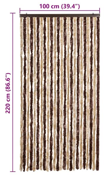 Závěs proti hmyzu béžový a světle hnědý 100 x 220 cm Chenille 240572