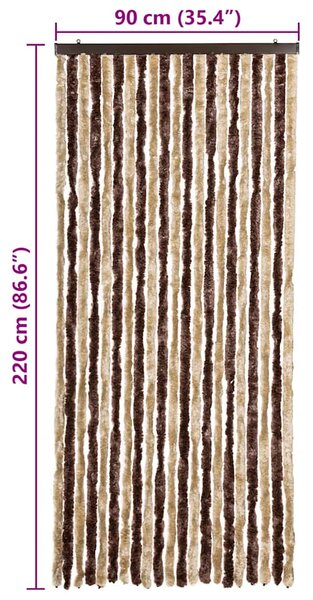 Závěs proti hmyzu béžový a světle hnědý 90 x 220 cm Chenille 240571