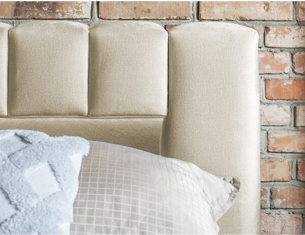 Béžová čalouněná dvoulůžková postel s úložným prostorem s roštem 160x200 cm Lamica – ELTAP