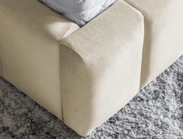 Béžová čalouněná dvoulůžková postel s úložným prostorem s roštem 160x200 cm Lamica – ELTAP