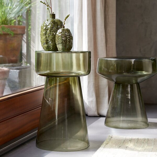 Skleněný kulatý odkládací stolek ø 37 cm Dakwa – Light & Living