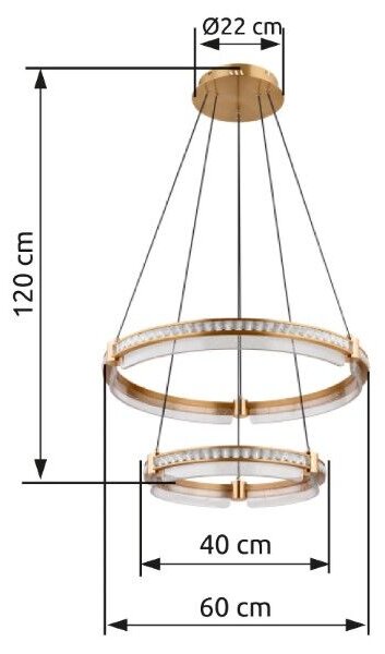 GLOBO 67196-78H BLONDIE závěsné svítidlo D600mm LED 78W/4143lm 2700-6000K zlatá, průhledná, dálkový ovladač