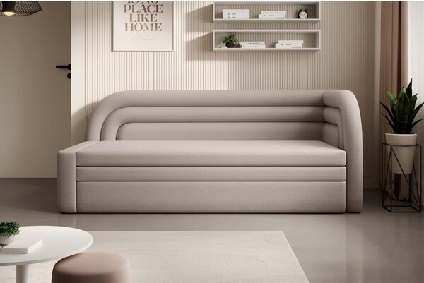 Béžová sametová rozkládací/s úložným prostorem pohovka pravý roh 223 cm Fabillo – ELTAP