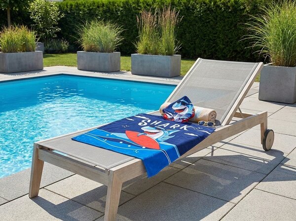 Dětské pončo SHARK modré Rozměr: 60 x 120 cm