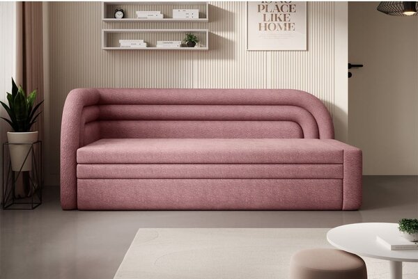 Růžová žinylková rozkládací/s úložným prostorem pohovka levý roh 223 cm Fabillo – ELTAP