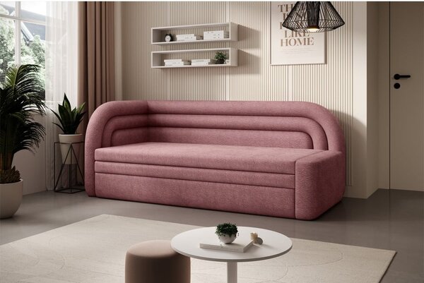 Růžová žinylková rozkládací/s úložným prostorem pohovka levý roh 223 cm Fabillo – ELTAP