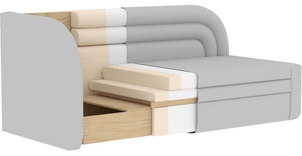 Krémová rozkládací/s úložným prostorem pohovka z textilie bouclé levý roh 223 cm Fabillo – ELTAP