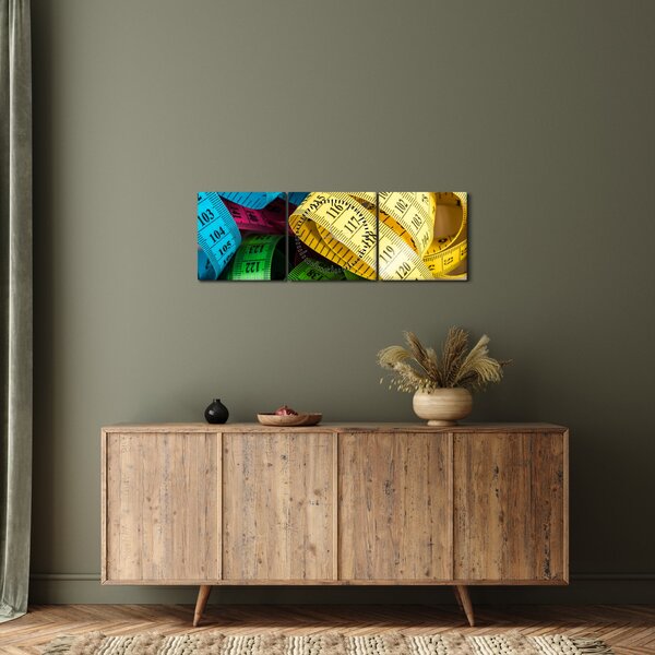 Obraz barevných metrů (s hodinami) (90x30 cm)