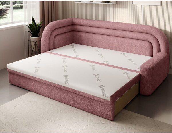 Růžová žinylková rozkládací/s úložným prostorem pohovka levý roh 223 cm Fabillo – ELTAP
