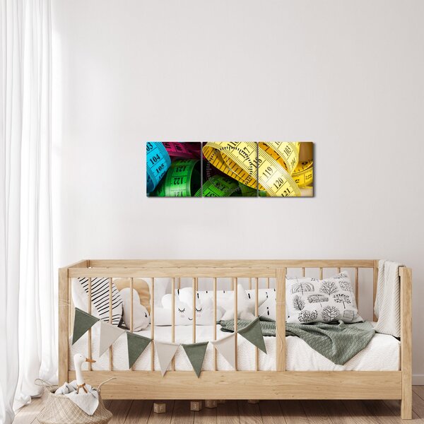 Obraz barevných metrů (s hodinami) (90x30 cm)