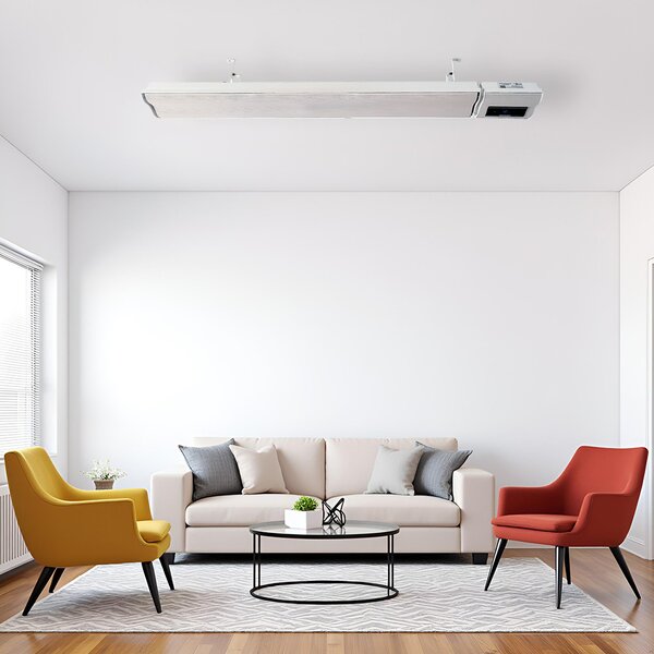 2800W a 1400W ElectricSun bílý infrazářič s termostatem, elektrický ohřívač pro montáž na stěnu a strop, s aplikací Smart Life, 180x15cm