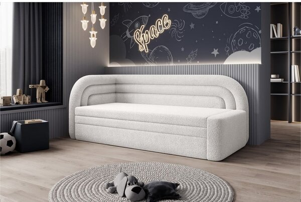 Krémová rozkládací/s úložným prostorem pohovka z textilie bouclé levý roh 223 cm Fabillo – ELTAP