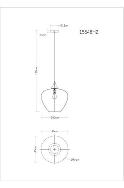 GLOBO 15548H2 MAXY závěsné svítidlo D400mm 1xE27 černá matná, kouřová