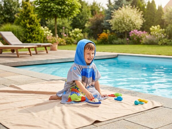 Dětské pončo DUCK SPLASH šedé Rozměr: 60 x 120 cm