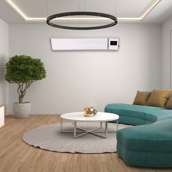 2800W a 1400W ElectricSun bílý infrazářič s termostatem, elektrický ohřívač pro montáž na stěnu a strop, s aplikací Smart Life, 180x15cm