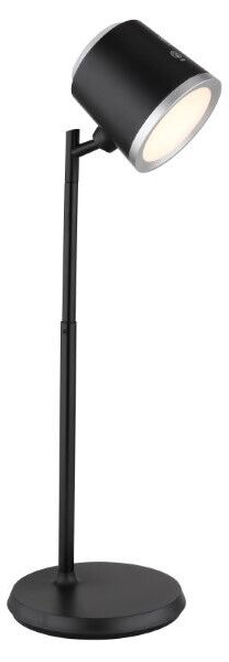 GLOBO 58454B MEEYA dotyková stolní lampička LED V446mm 6W/230lm 3000+4000+6500K černá, stříbrná, včetně baterie CR18650 1500mAh 3,7V, USB kabel