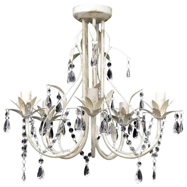 Elegantní, křišťálový lustr bílý na pět žárovek 240687
