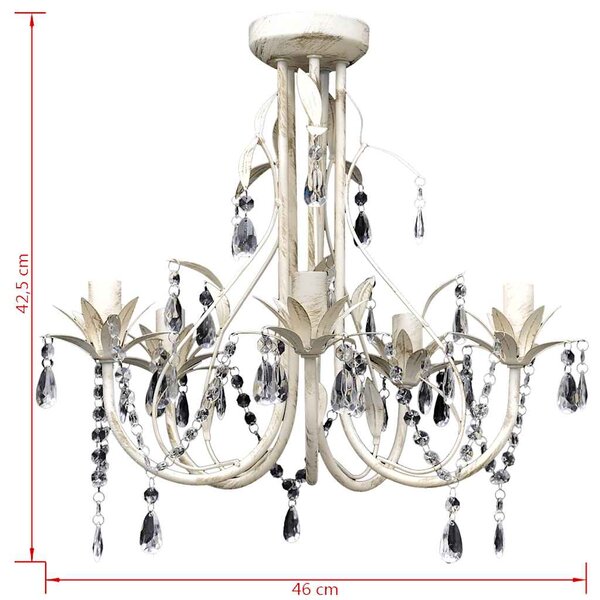 Elegantní, křišťálový lustr bílý na pět žárovek 240687