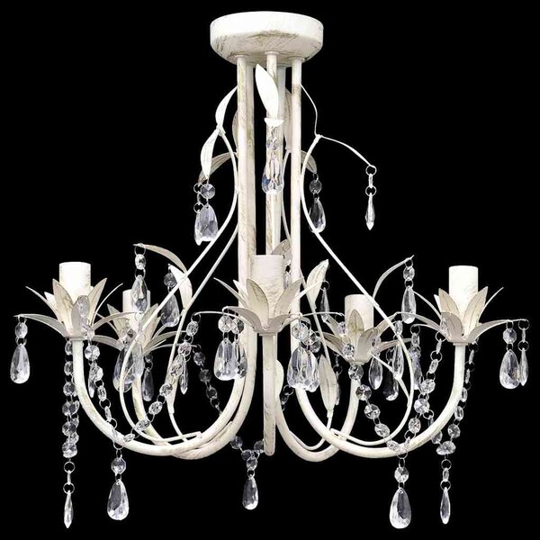 Elegantní, křišťálový lustr bílý na pět žárovek 240687