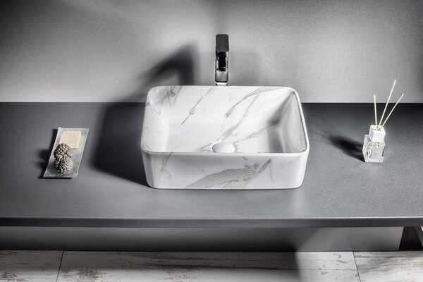 Sapho Sapho, DALMA keramické umyvadlo 48x13x38 cm, carrara, MM517