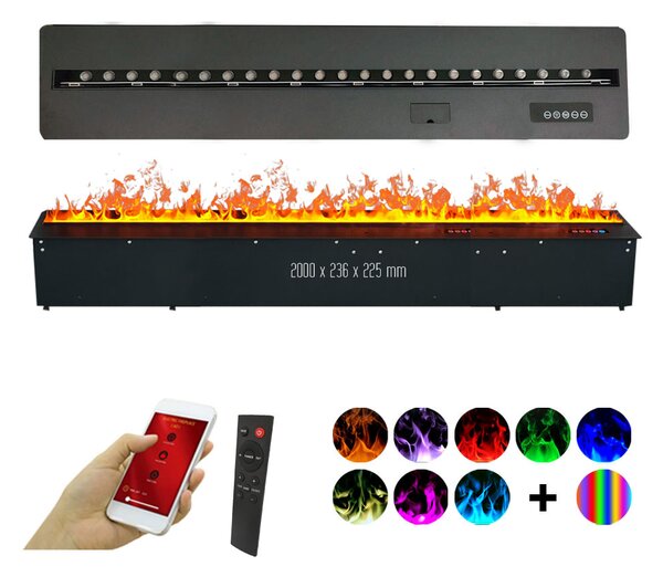 Krbové vložky s párou, ElectricSun MISTique XXL, LED 8 barev, s aplikací, se zvukem, 200 cm