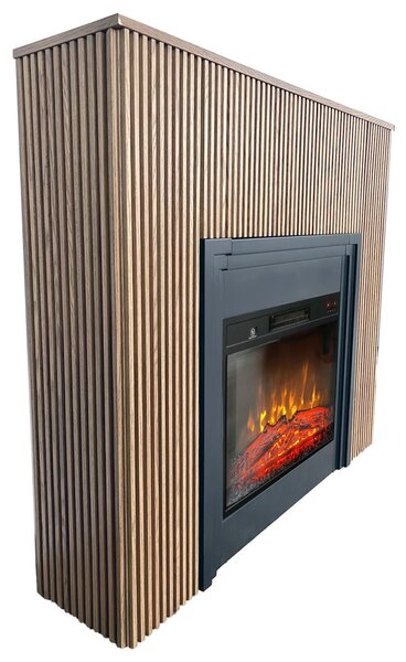 Dizajnové elektrické krby s dřevěné lamely ElectricSun LAMELIA Světlý dub, se zvukem, s aplikací, 3 barev plamene, Š120xV102cm